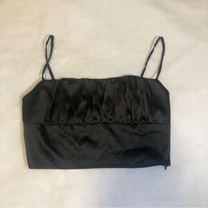 Princess polly black satin sweetheart croptop